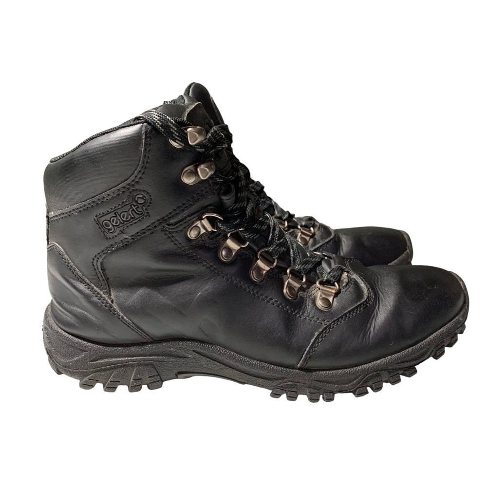 Gelert Mens Leather Walking Boots size 7.5 black coated leather
